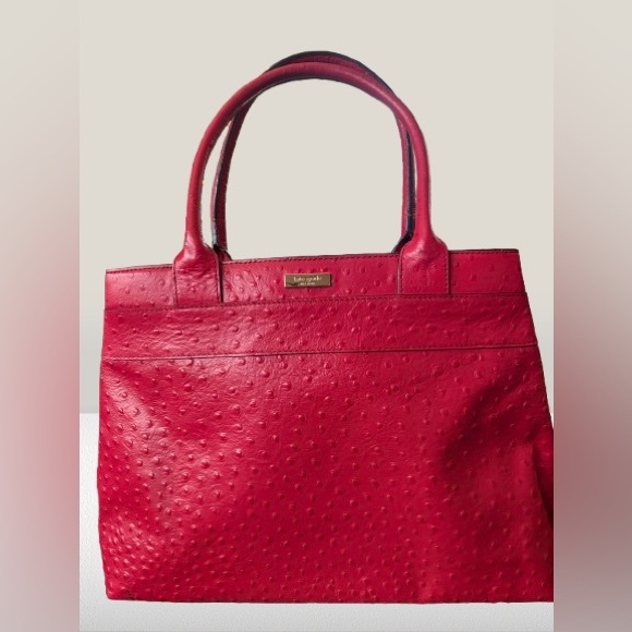 Kate Spade Charm City Ostrich Provence Satchel – Red – Bow Detail – Leather - Picture 2 of 8